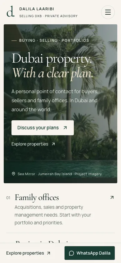 Phone website design for Dubai Property Sales