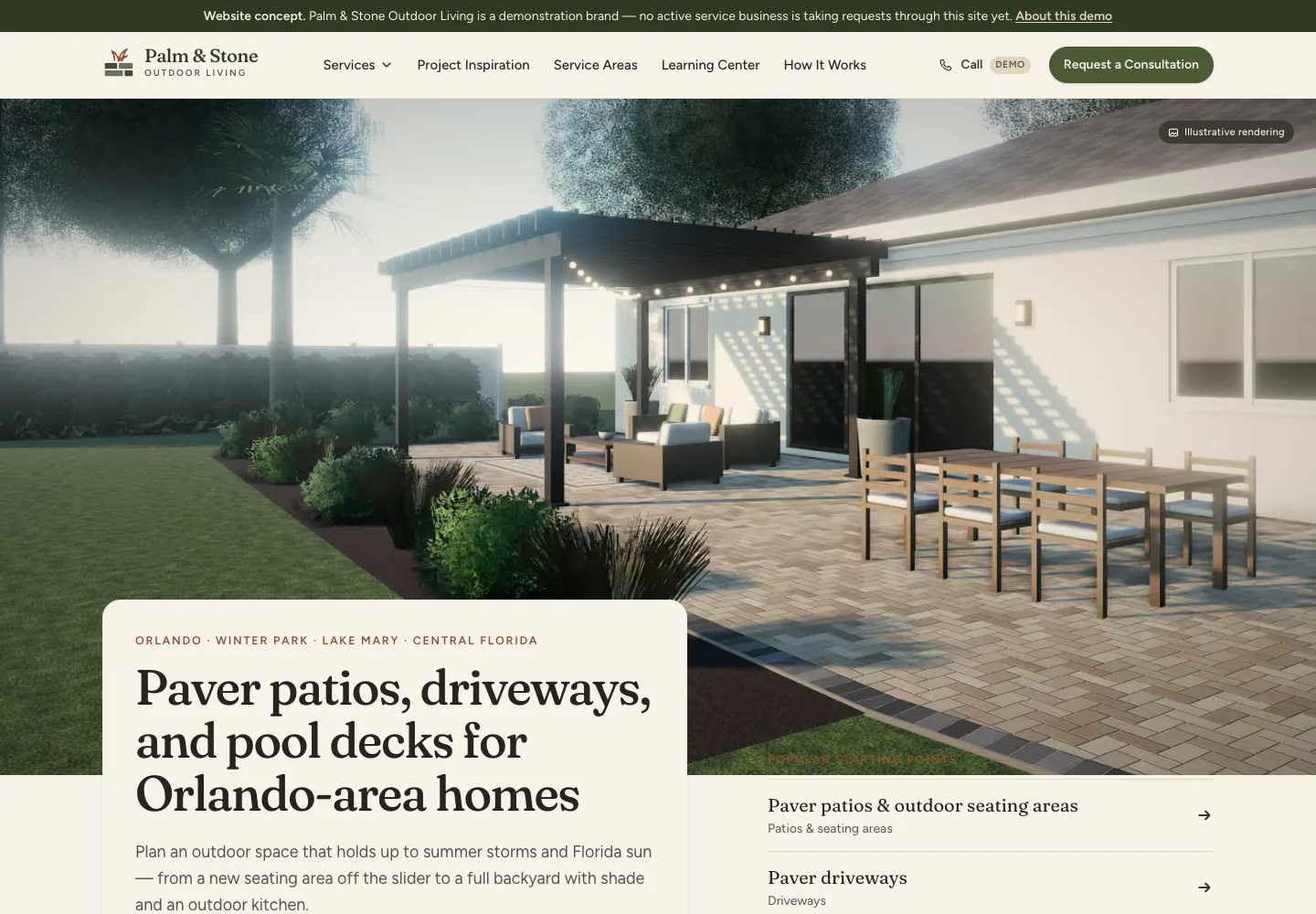 Desktop website design for Outdoor living