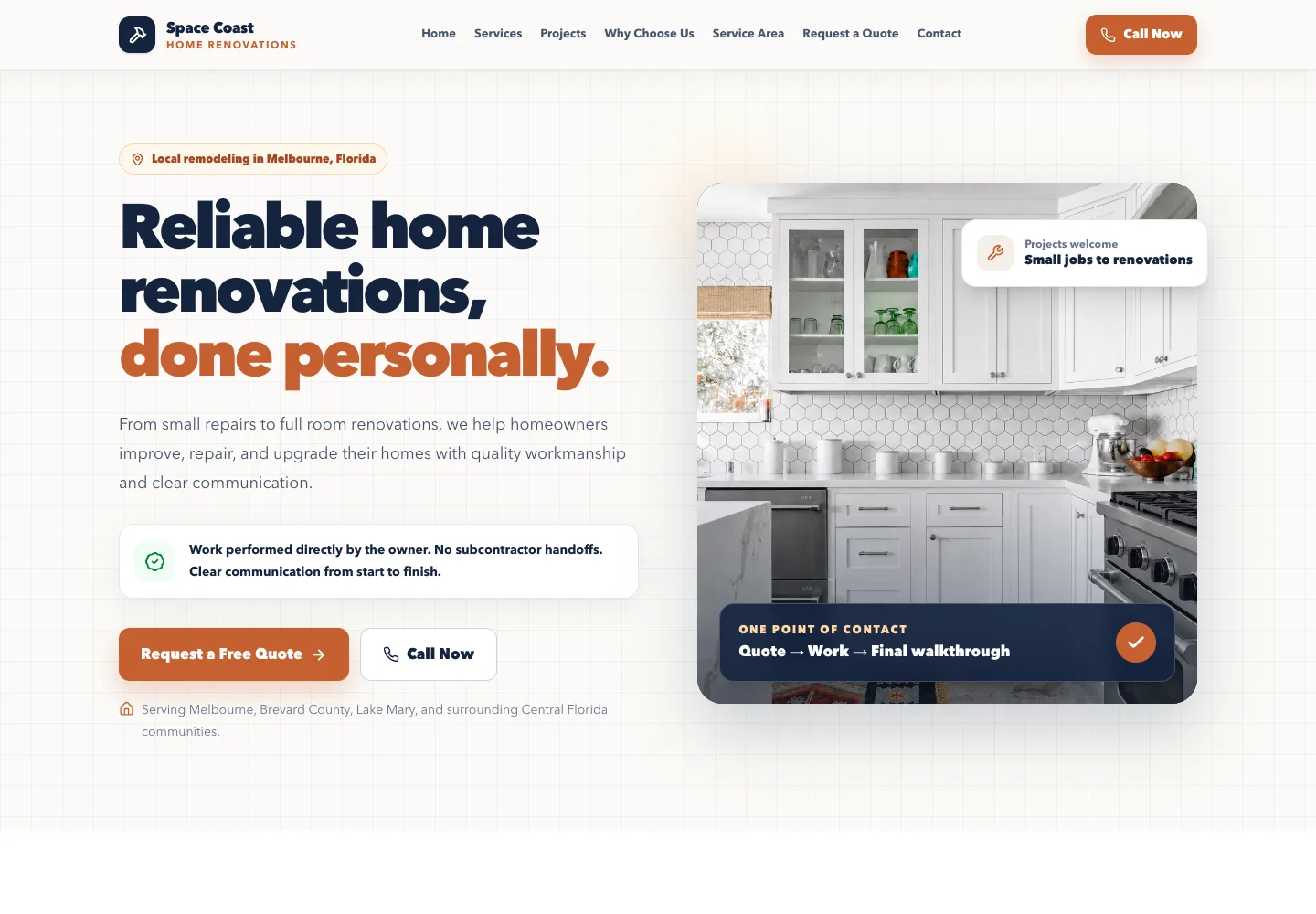 Desktop website design for Home renovation